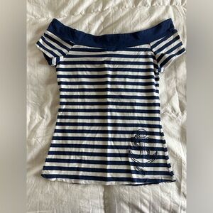 Hot topic, rockabilly, navy striped shirt